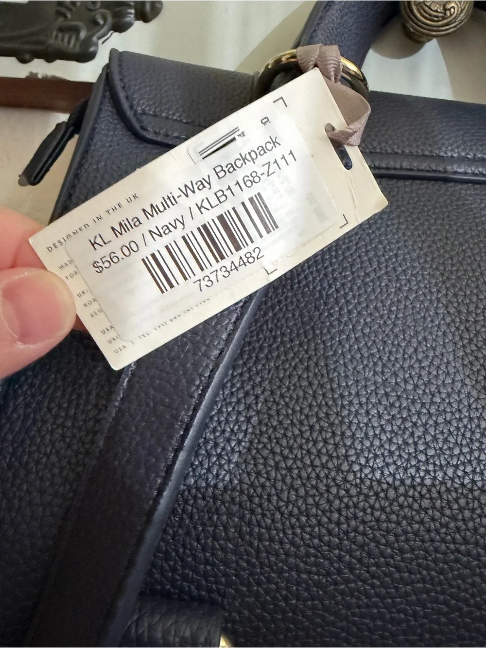 Katie Loxton Navy Pebble Leather Mini Backpack